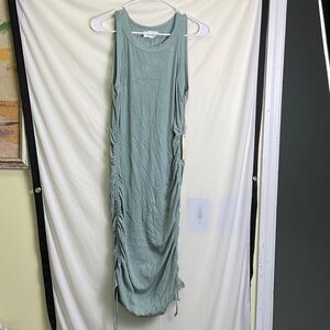 Korye Sleeveless Ruched Midi Dress in Sage Green